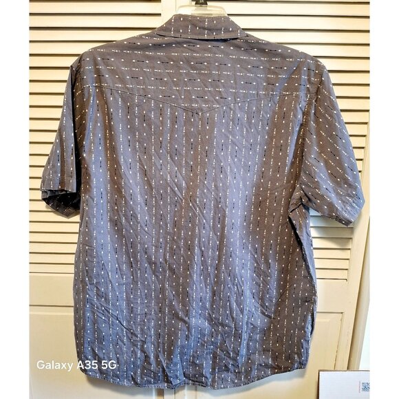 Roper Mens XL Short-Sleeve Western Shirt Gray Patterned Button-Up 100% Cotton - Picture 3 of 5